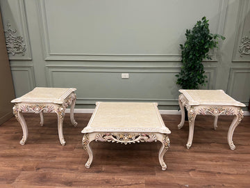 Anna Ornate Vintage Style Coffee & Side Table Set