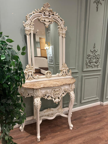 Charles Baroque Rococo French Vintage Console Table & Mirror Hallway