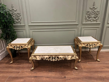 Alice Rococo Baroque Vintage Style Coffee Table & 2 Side Table Set